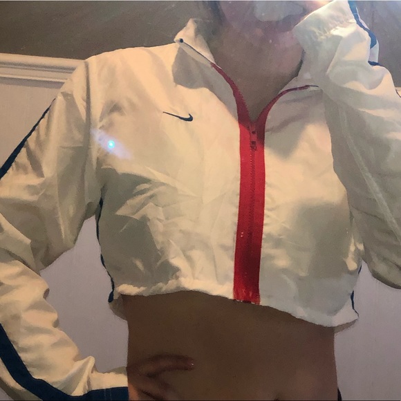 Nike Jackets & Blazers - iamkoko•la vintage NIKE cropped zip up!!❤️💙⚡️